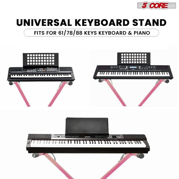 Keyboard Stand Single X Style Adjustable Lift Piano Riser For 49 To 88 Keys Pink - Picture 5 of 6